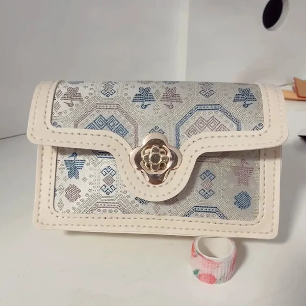 Elegant Handcrafted Purse in Silver-Blue Python Pattern Fabrics Design - Image 3