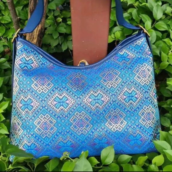 Handcrafted Bags Blue Butterfly Pattern Fabrics